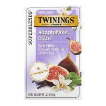 Травяные сборы и чаи Twinings, Calm, Adaptogens, Fig & Vanilla Flavored Herbal Tea, Caffeine Free, 18 Tea Bags, 1.27 oz (36 g)