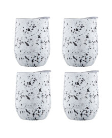 Cambridge 12 Oz White Terzo Stainless Steel Wine Tumblers, Set of 4