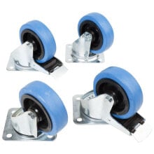 Купить световое и сценическое оборудование CasemaXX: CasemaXX Casters Set incl. Bolts without board - 4x Blue Wheels 100mm