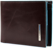 Мужской портмоне кожаный черный горизонтальный без застежки PIQUADRO Wallet Blue Square Male Leather Mahogany - PU4518B2R-MO