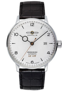 Мужские наручные часы с черным кожаным ремешком Zeppelin 8062-1 Hindenburg Mens 40mm 5ATM