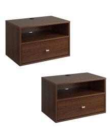 Prepac 2 Piece Floating Nightstand with Open Shelf Set