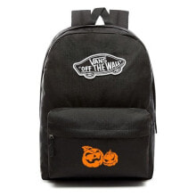 Женский спортивный рюкзак черный с логотипом и карманом VANS Realm Backpack - VN0A3UI6BLK - Custom Halloween Pumpkins