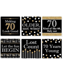 Big Dot of Happiness adult 70th Birthday - Gold - Funny Party Decorations - Drink Coasters - Set of 6