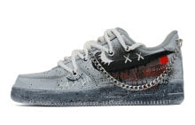 【定制球鞋】 Nike Air Force 1 Low 07 美式涂鸦 手绘泼墨 浸染做旧 休闲 低帮 板鞋 男款 灰黑红 / Кроссовки Nike Air Force CW2288-111