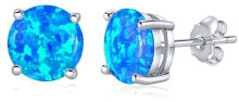 Ювелирные серьги silver earrings with blue synthetic opal JJJEB302004