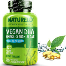 Рыбий жир и Омега 3, 6, 9 naturelo Vegan DHA Omega-3 From Algae Расттельный омега 3 из водорослей 120 веганских капсул