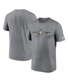 Nike men's Heathered Charcoal New Orleans Saints Horizontal Lockup Legend T-shirt