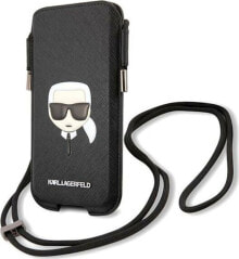 Karl Lagerfeld Torebka Karl Lagerfeld KLHCP12MOPHKHK 6,1 cala czarny/black hardcase Saffiano Ikonik Karl`s Head