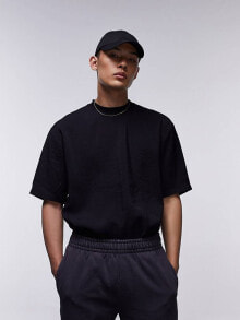 Купить мужские футболки и майки Topman: Topman oversized fit woven t-shirt with mid sleeve in black