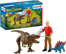 Детские игровые наборы и фигурки из дерева sCHLEICH Toy Tyrannosaurus Rex Attack 5-Piece Dinosaur Playset for Kids Ages 4-12