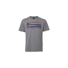 Мужские футболки Мужская спортивная футболка серая с логотипом Champion Crewneck