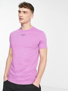 Men's T-shirts and T-shirts calvin Klein Jeans – Schmal geschnittenes T-Shirt in Flieder mit gestapeltem Logo