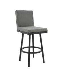 Armen Living rochester Swivel Modern Metal and Faux Leather Bar and Counter Stool