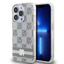 DKNY Dkhmp14Xhcptse iPhone 14 Pro Max 6.7 Bezowy Iml Checke Mono Pattern&Printed Stripes phone case