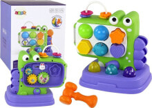 LeanToys Dinozaur Panel Edukacyjny Whac-A-Mole Sorter Gra Dla Dzieci Fioletowy