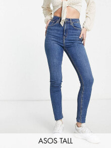 Женские джинсы aSOS DESIGN Tall ultimate skinny jeans in authentic mid blue