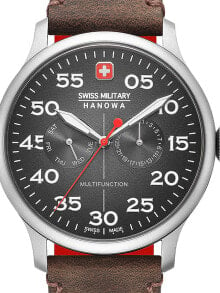 Мужские наручные часы с ремешком Мужские наручные часы с коричневым кожаным ремешком Swiss Military Hanowa 06-4335.04.009 Active Duty 43mm 10ATM