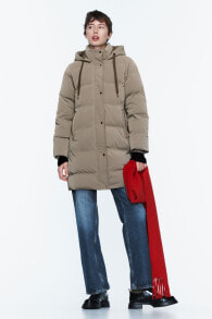 Hooded puffer anorak with wind protection