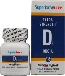 Витамин D Superior Source Extra Strength D3  Витамин D3 1000МЕ 100 быстрорастворимых таблеток