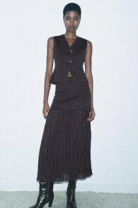 Combined pleated knit skirt