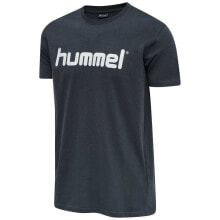 Мужские спортивные футболки Мужская спортивная футболка зеленая с надписью HUMMEL Go Cotton Logo Short Sleeve T-Shirt