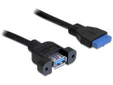 Компьютерные разъемы и переходники DeLOCK 0.5m USB 3.0 F/F USB кабель 0,5 m USB A IDC Черный 83118