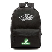Женский спортивный рюкзак черный с логотипом и карманом VANS Realm Backpack szkolny - VN0A3UI6BLK - Custom Lumi - Music wieccy w nocy