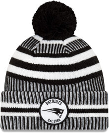 Мужская шапка черная белая трикотажная New Era New England Patriots Beanie Knit NFL 2019 Sideline Home 1960