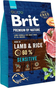Сухие корма для собак сухой корм для животных Brit, Premium By Nature Sensitive, для чувствительных, с ягненком, 3 кг