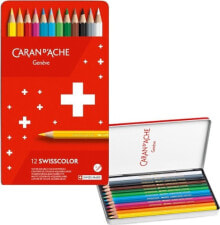 Цветные карандаши для рисования для детей caran d`Arche Kredki wisscolor Aquarelle, z efektem akwareli, sześciokątne, 12szt., mix kolorów