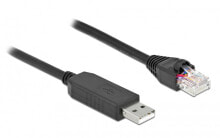 Компьютерный разъем или переходник DeLOCK Serial Connection Cable with FTDI chipset, USB 2.0 Type-A male to RS-232 RJ45 male 1 m black, 1 m, USB Type-A, RJ-45