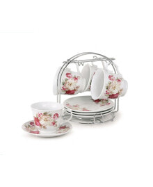Lorren Home Trends 8 Piece 8oz Coffee Cup and Saucer Set, Service for 4