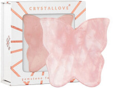 Gesichtsmassage-Platte aus Rosenquarz Schmetterling - Crystallove Butterfly Rose Quartz gua Sha