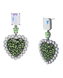 Купить серьги Betsey Johnson: Faux Stone Heart Leopard Drop Earrings