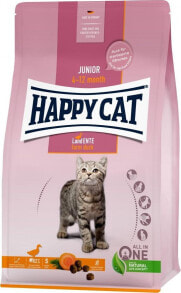 Купить сухие корма для кошек Happy Cat: Happy Cat Junior Farm Duck, sucha karma, dla kociąt w wieku 4-12 mies, kaczka, bezzbożowa, 4 kg, worek