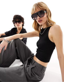 Купить мужские солнцезащитные очки Jeepers Peepers: Jeepers Peepers shield sunglasses in black