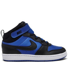 Nike little Boys' Court Borough Mid 2 Fastening Strap Casual Sneakers from Finish Line