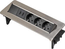 Умные розетки, выключатели и рамки Удлинитель для врезки в столешницу Brennenstuhl Indesk Power 1396200113  3 розетки 2 USB 2 м