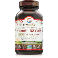 Витамин Д NutriGold Vitamin D3 Gold -  Витамин D3 - 1000 МЕ - 120 веганских капсул
