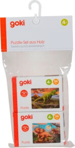 Minipuzzle Set mit Dino-Motiven, beige + grün, 1 St