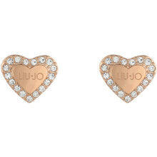 Серьги Romantic Bronze Earrings with Crystals Hearts LJ1559