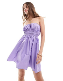 ASOS DESIGN mini bandeau sundress with ruched bust detail in lavender купить в интернет-магазине