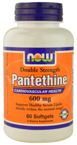 Витамины и БАДы для сердца и сосудов nOW Foods Pantethine Double Strength Пантетин двойной силы для здоровья сердечно-сосудистой системы 600 мг 60 мягких желатиновых капсул