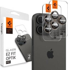 Spigen Spigen Glass tR EZ Fit Optik Pro 2 Pack, desert titanium - iPhone 16 Pro/Pro Max