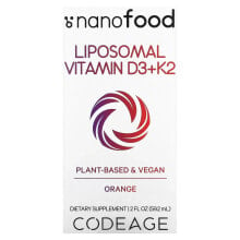 Витамин К codeage, Липосомальные витамины D3 и K2, апельсин, 59,2 мл (2 жидк. Унции)