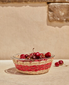 Small glass rattan serving dish