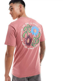 Vans – T-Shirt in Rosa mit Grafikprint auf dem Rücken