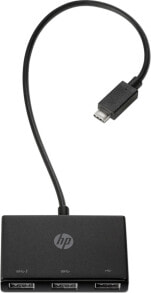 USB-концентраторы hP USB-C to USB-A Hub USB 3.2 Gen 1 (3.1 Gen 1) Type-C 5000 Мбит/с Черный Z6A00AA#AC3