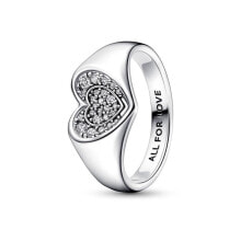 Женские кольца Pandora RADIANT HEART PAVE SIGNET - RING - SIZE 52 купить в интернет-магазине